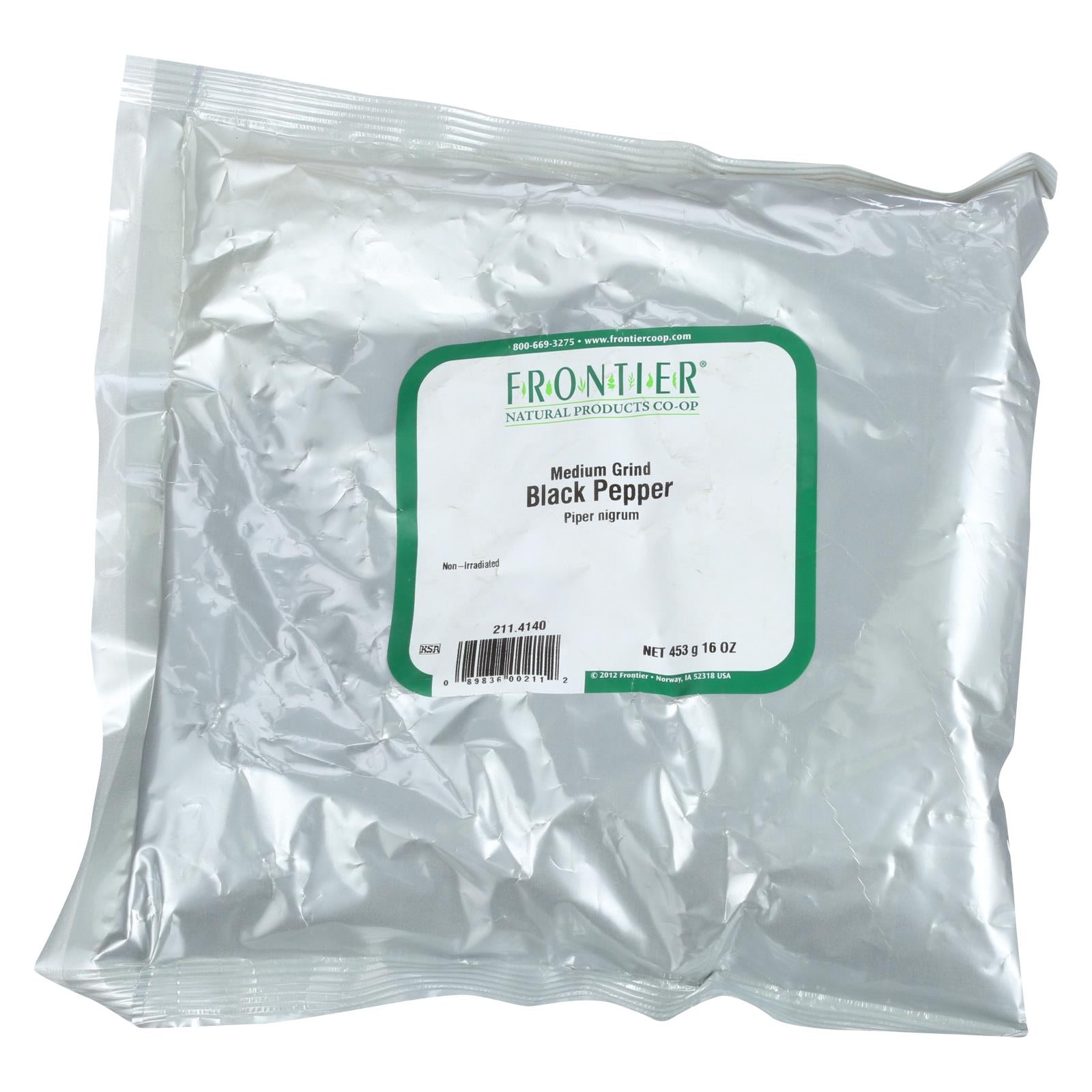 Frontier Herb Pepper Black Medium Grind Dustless 30 Mesh - Single Bulk Item - 1lb - Eco-Friendly Home & Grocery