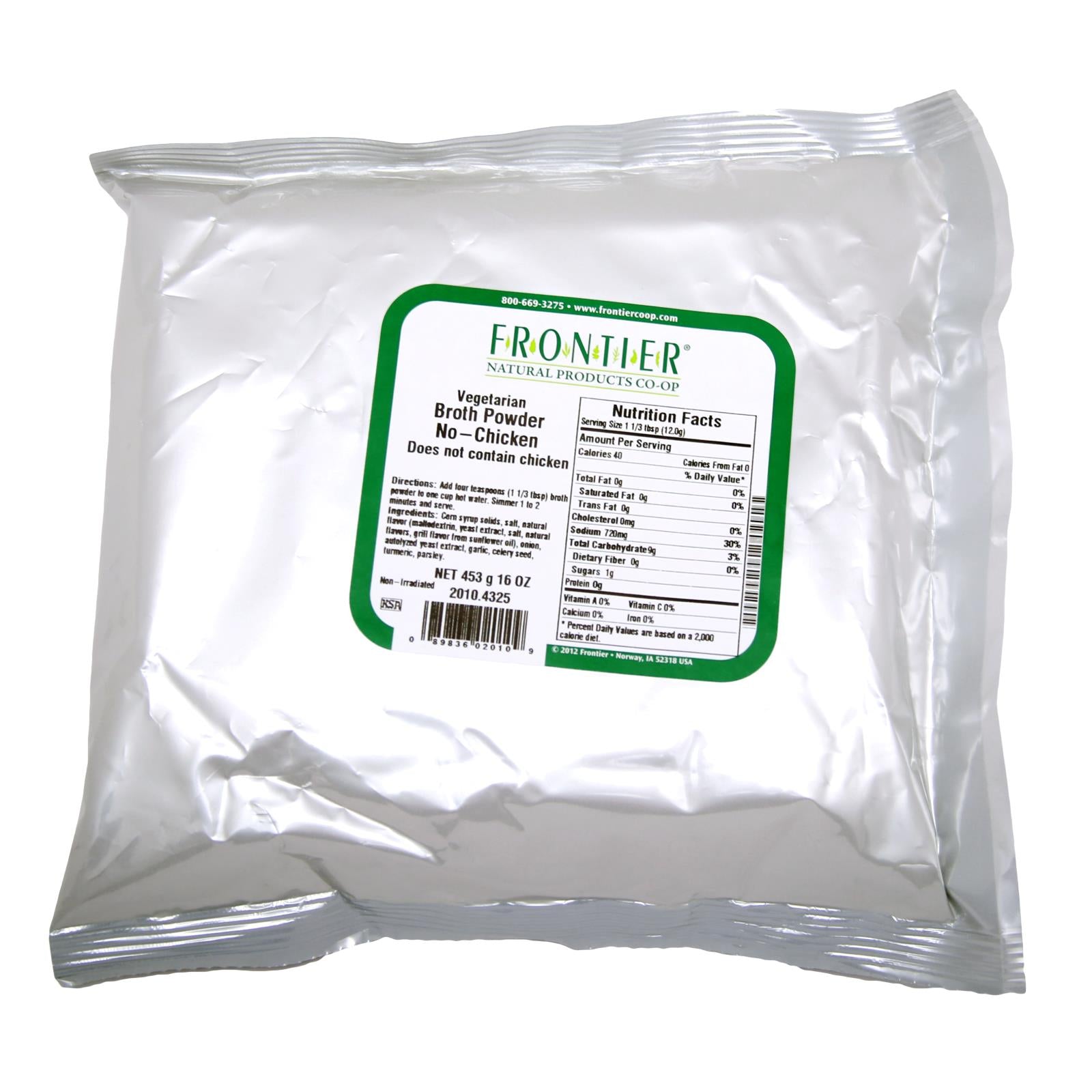 Frontier Herb Broth Powder Chicken Flavored - Single Bulk Item - 1lb - Eco-Friendly Home & Grocery