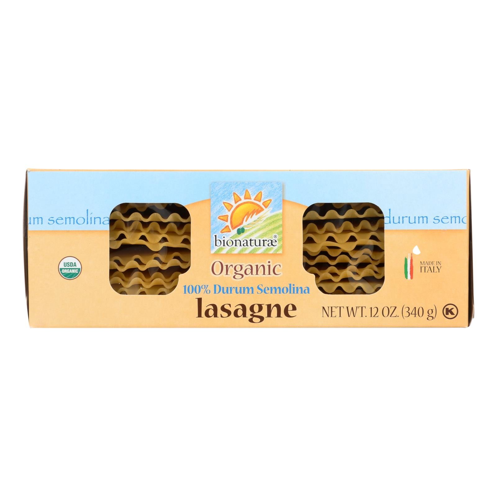 Bionaturae Durum Semolina - Lasagna - Case Of 12 - 12 Oz. - GreatEagleInc