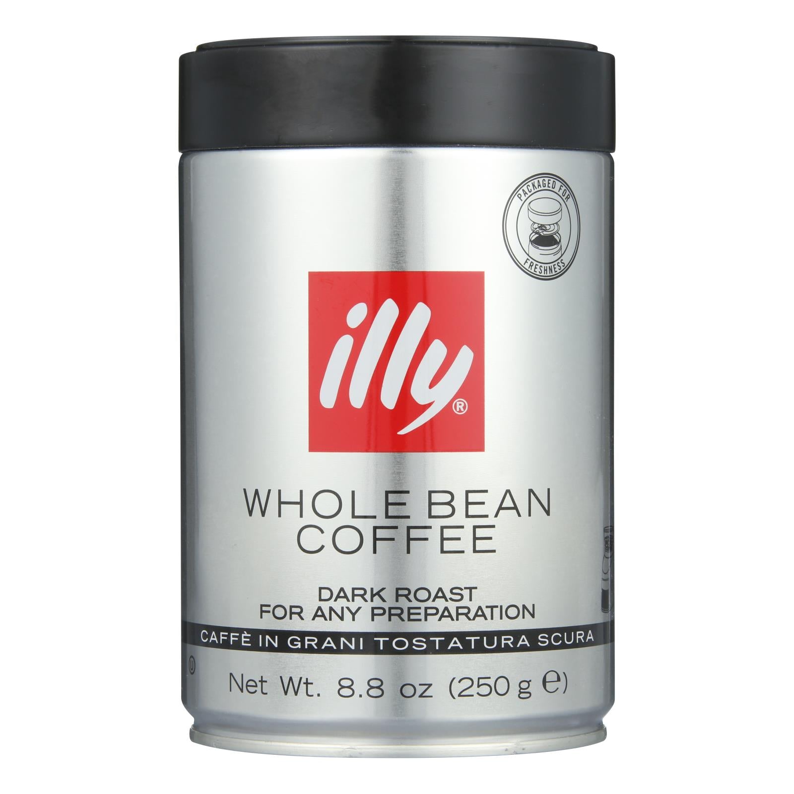 Illy Caffe Coffee Coffee - Whole Bean - Dark Roast - 8.8 Oz - Case Of 6 - GreatEagleInc