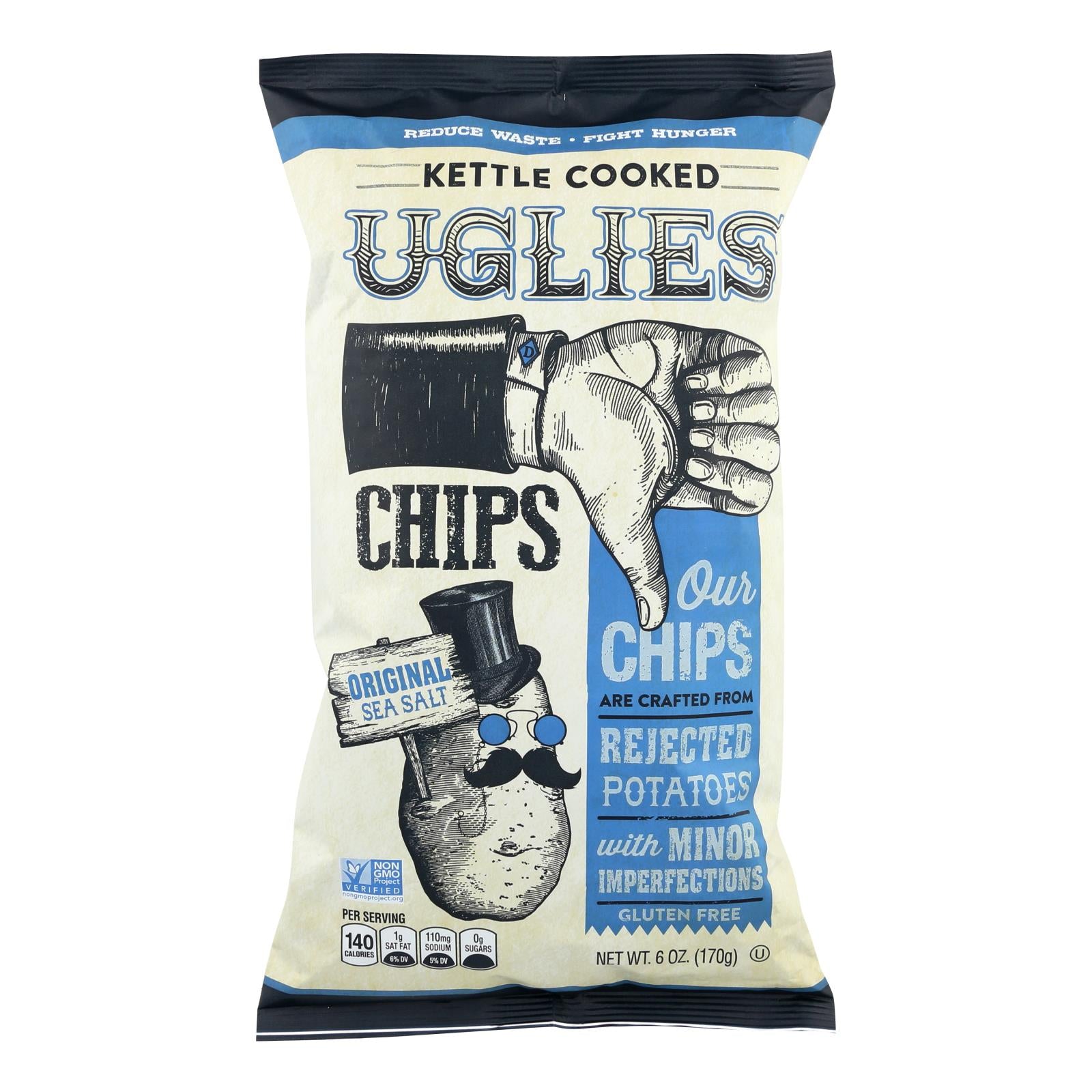 Uglies - Pot Chips Original Sea Salt Ktle - Case Of 12 - 6 Oz - GreatEagleInc