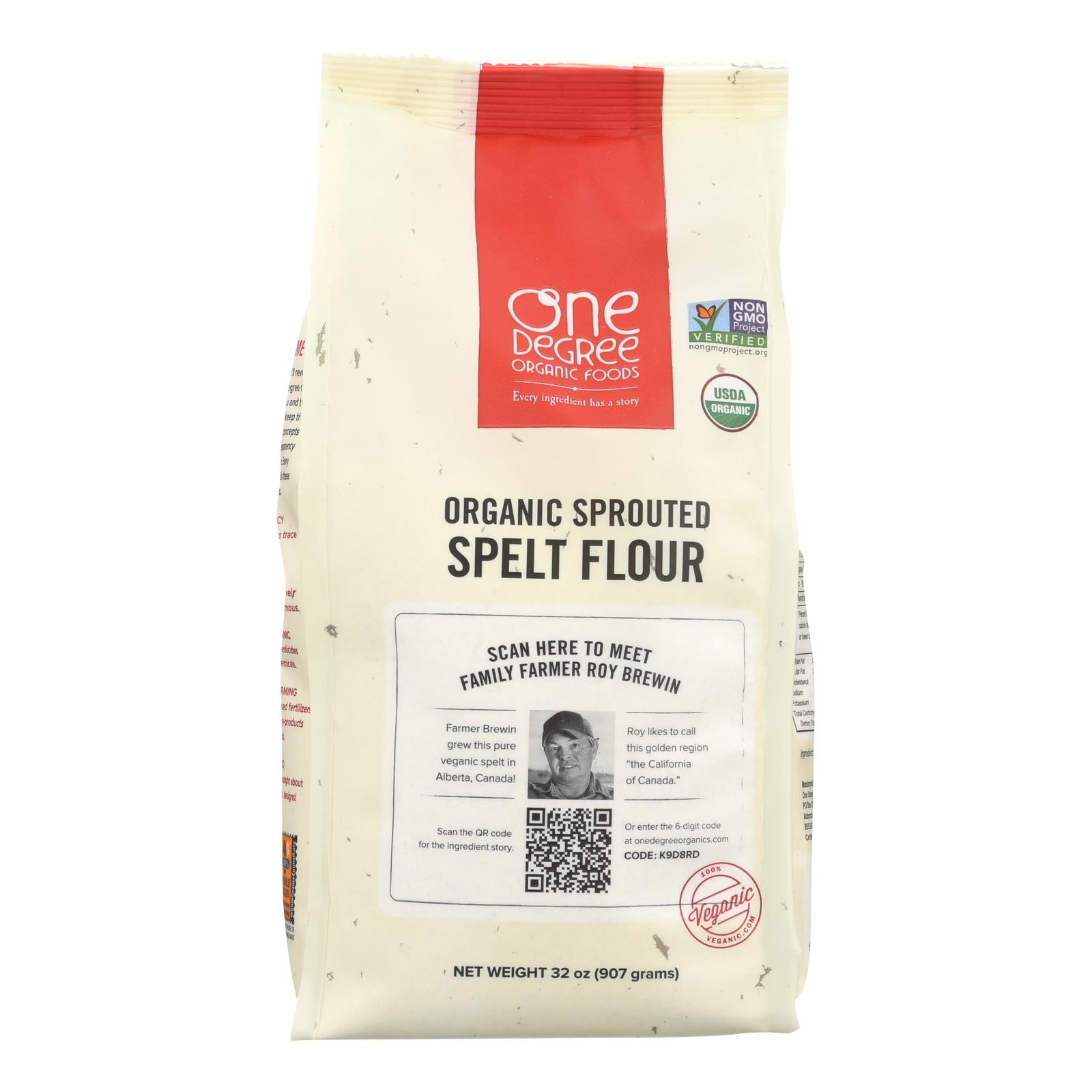 One Degree Organic Foods Sprouted Spelt Flour - Organic - Case Of 6 - 32 Oz. - GreatEagleInc