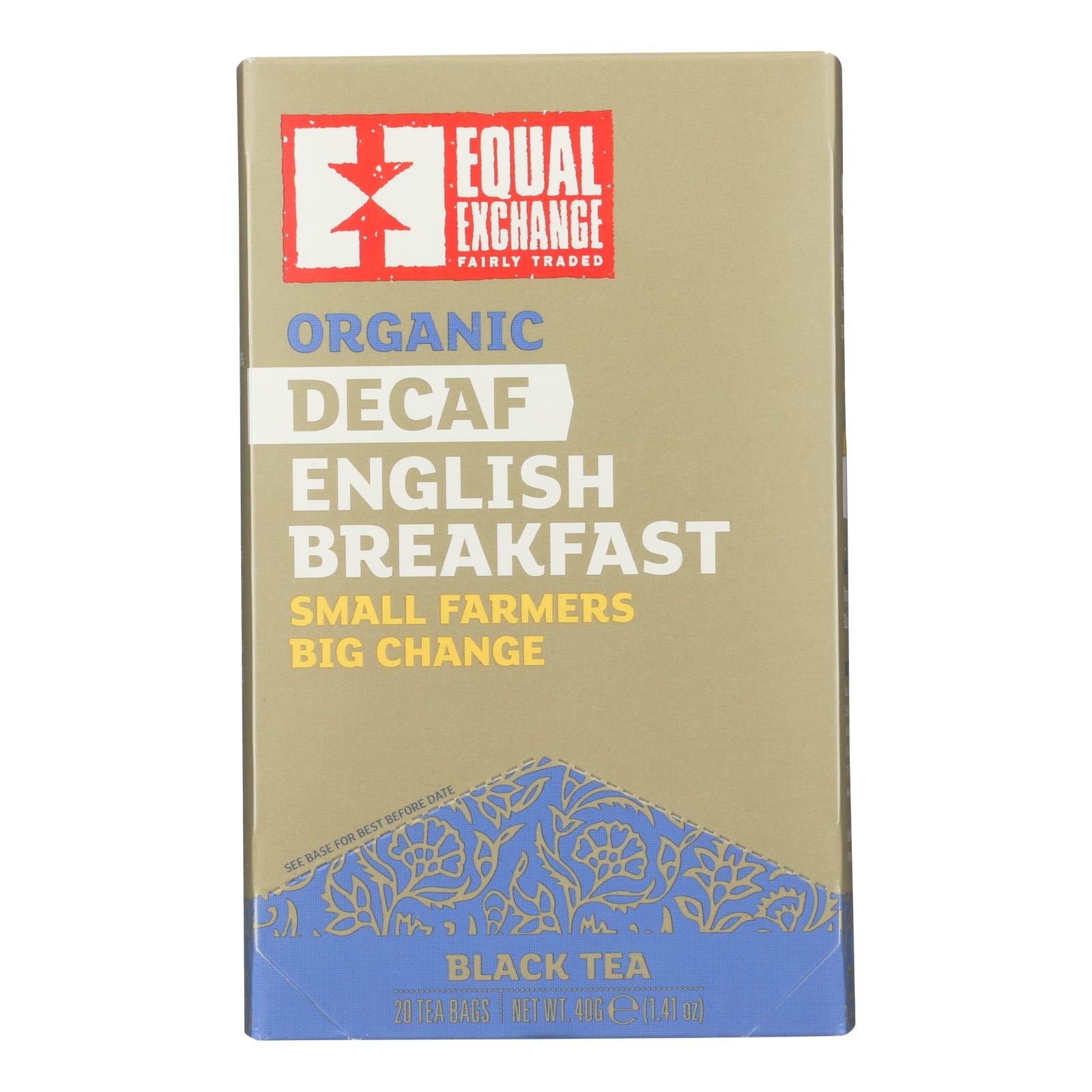 Equal Exchange Organic Decaf Black Tea - English Breakfast - Case Of 6 - 20 Bags - GreatEagleInc