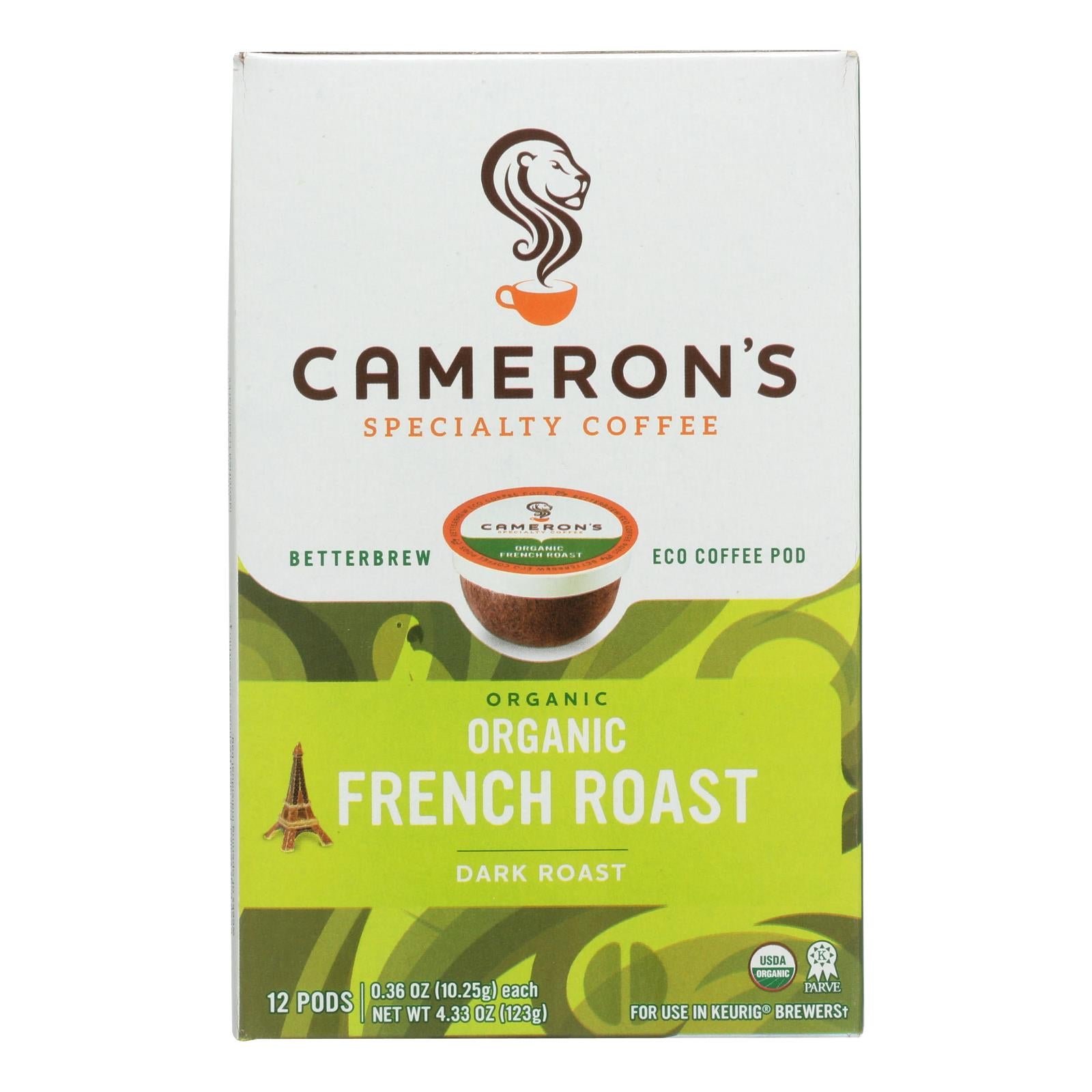 Cameron’s Specialty Coffee, Organic French Roast  - Case Of 6 - 12 Ct - GreatEagleInc