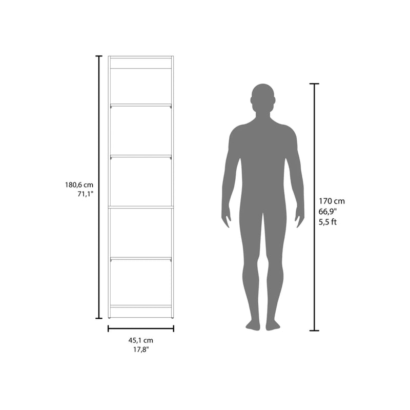 71" Beige Wood Five Tier Bookcase Homeroots Office