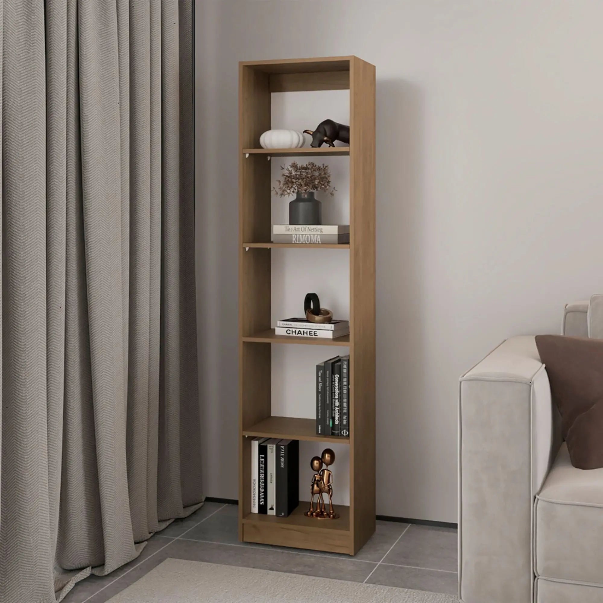71" Beige Wood Five Tier Bookcase Homeroots Office
