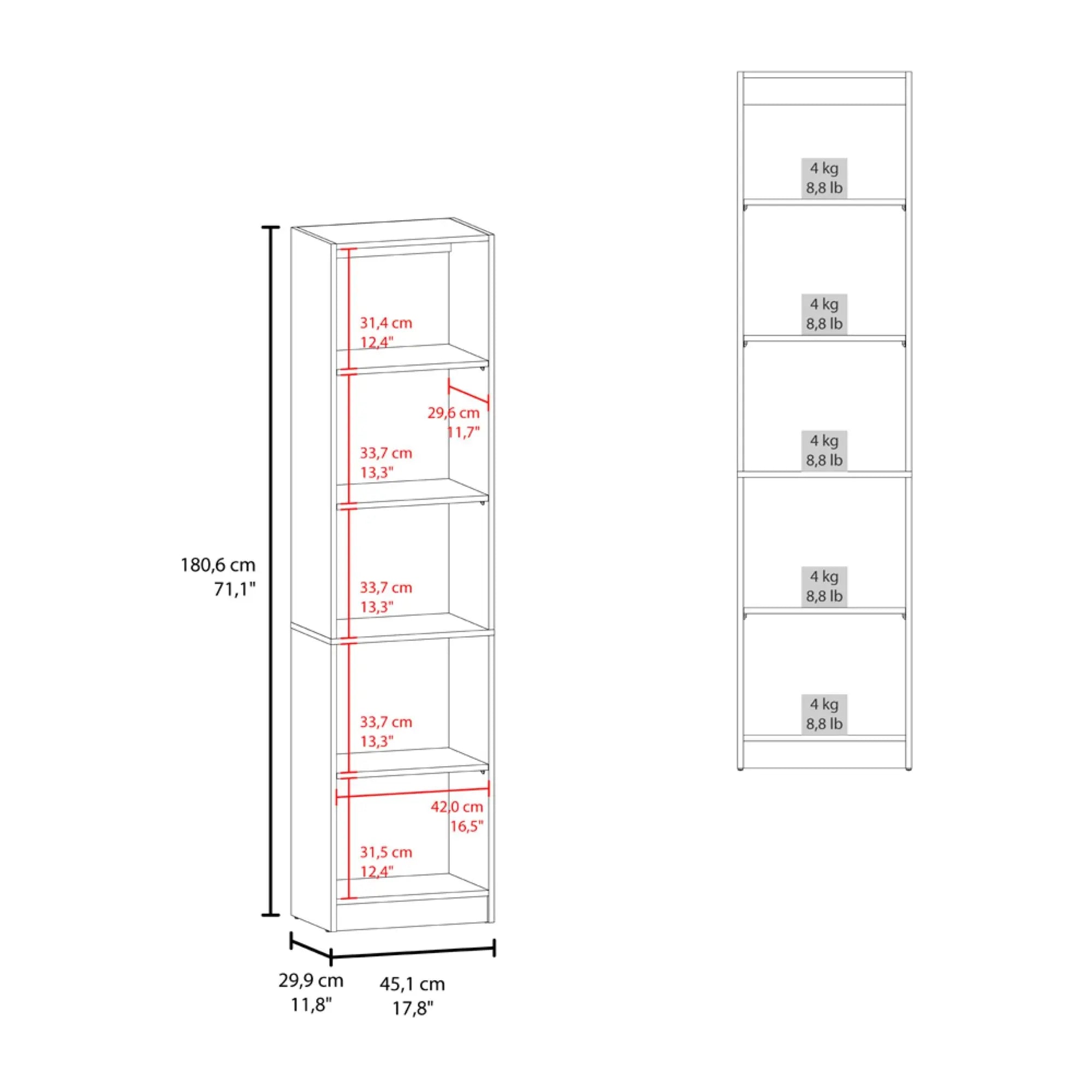 71" Beige Wood Five Tier Bookcase Homeroots Office