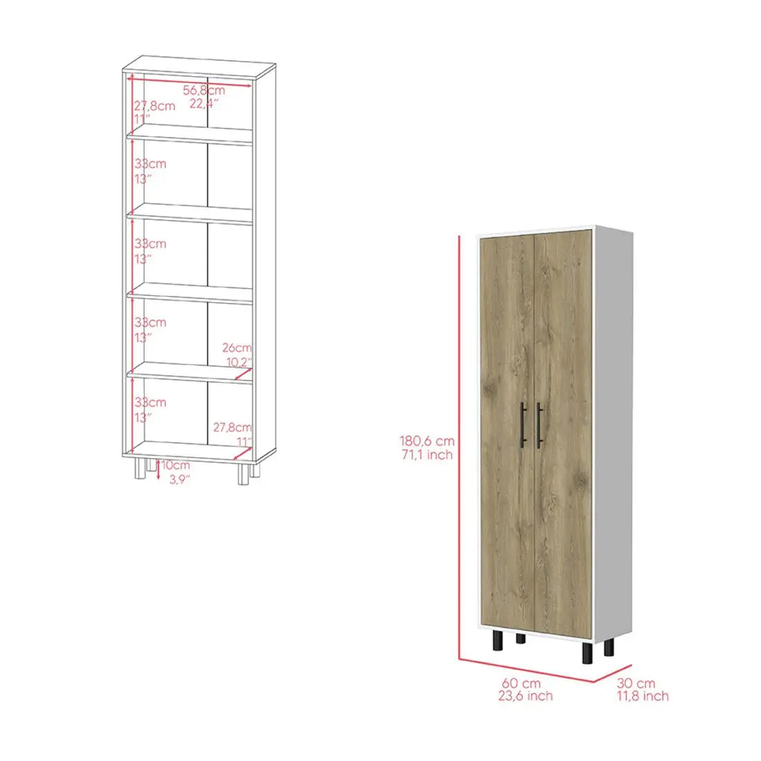 71" Beige Wood Two Door Pantry Or Storage Closet Homeroots Kitchen & Dining