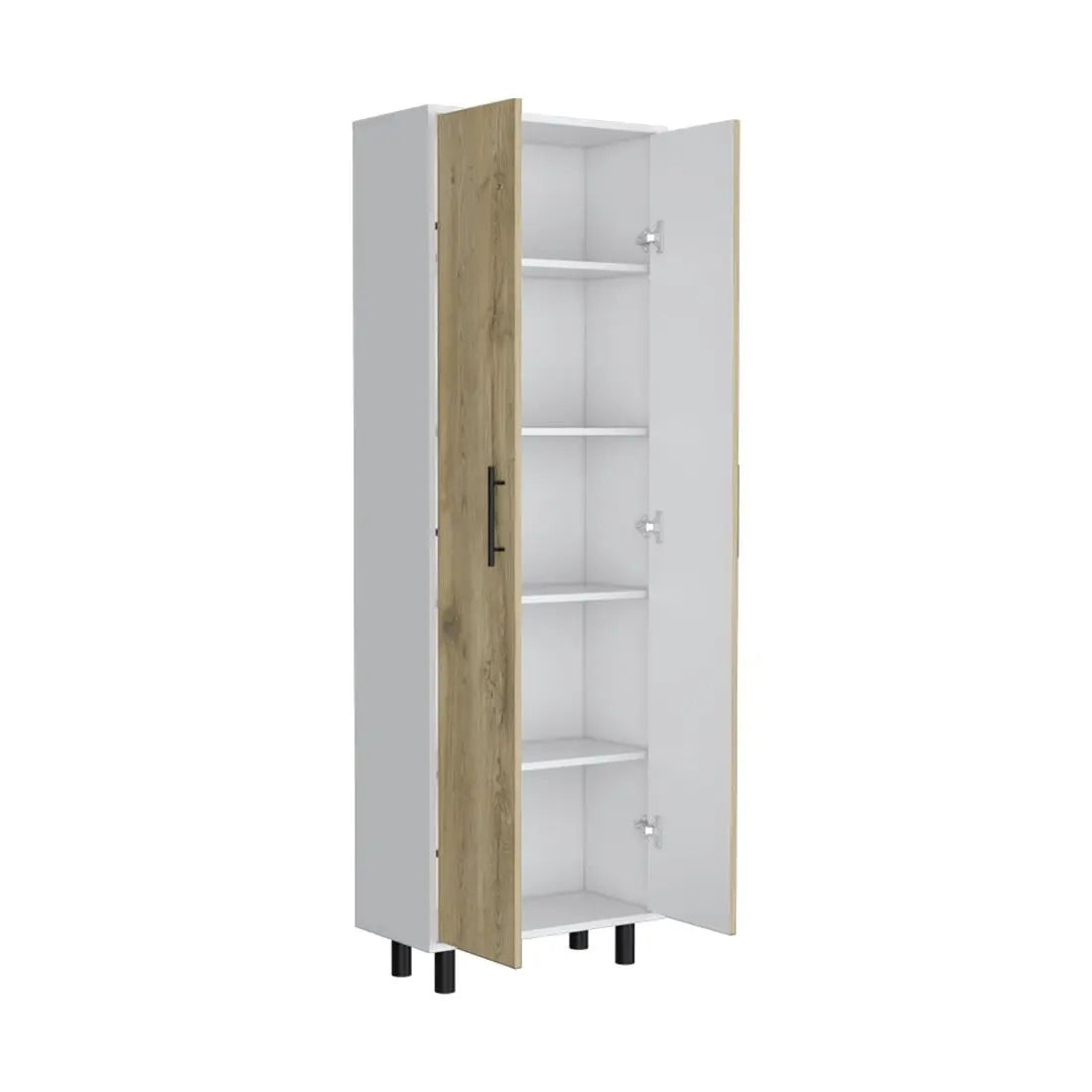 71" Beige Wood Two Door Pantry Or Storage Closet Homeroots Kitchen & Dining
