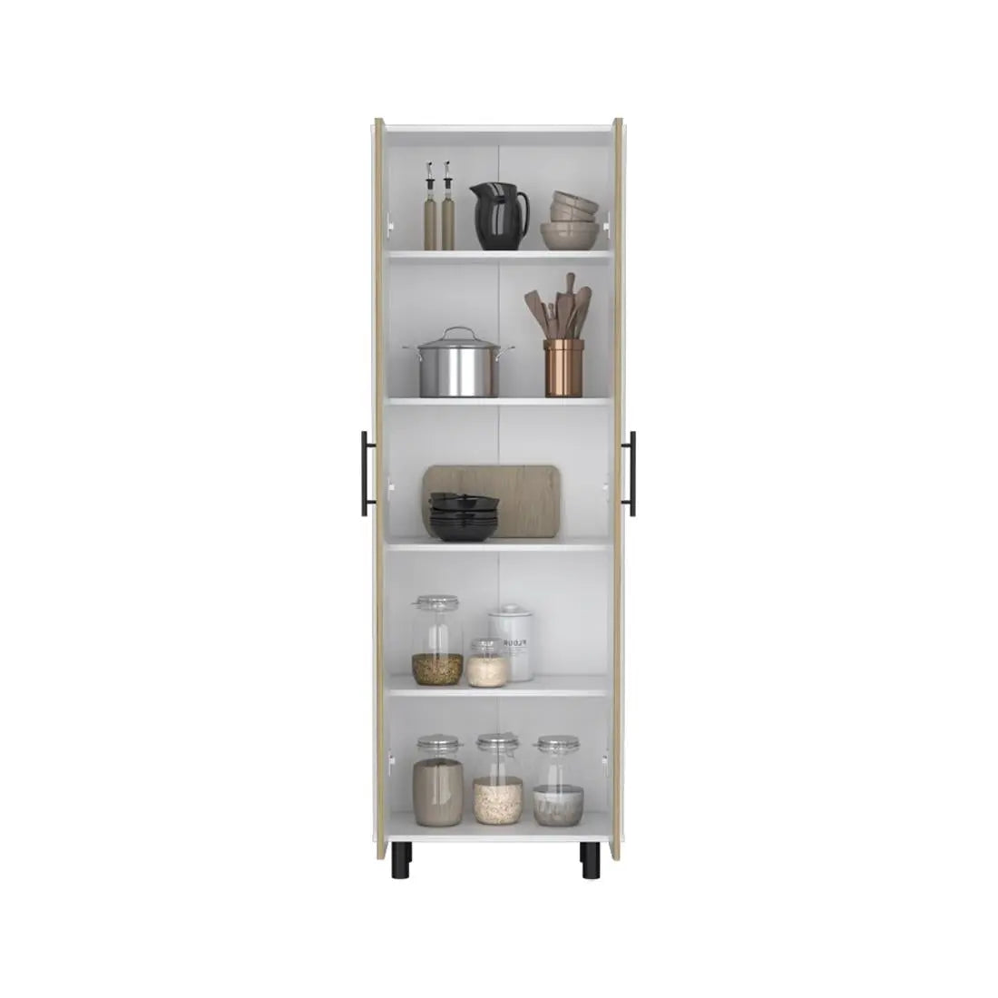 71" Beige Wood Two Door Pantry Or Storage Closet Homeroots Kitchen & Dining