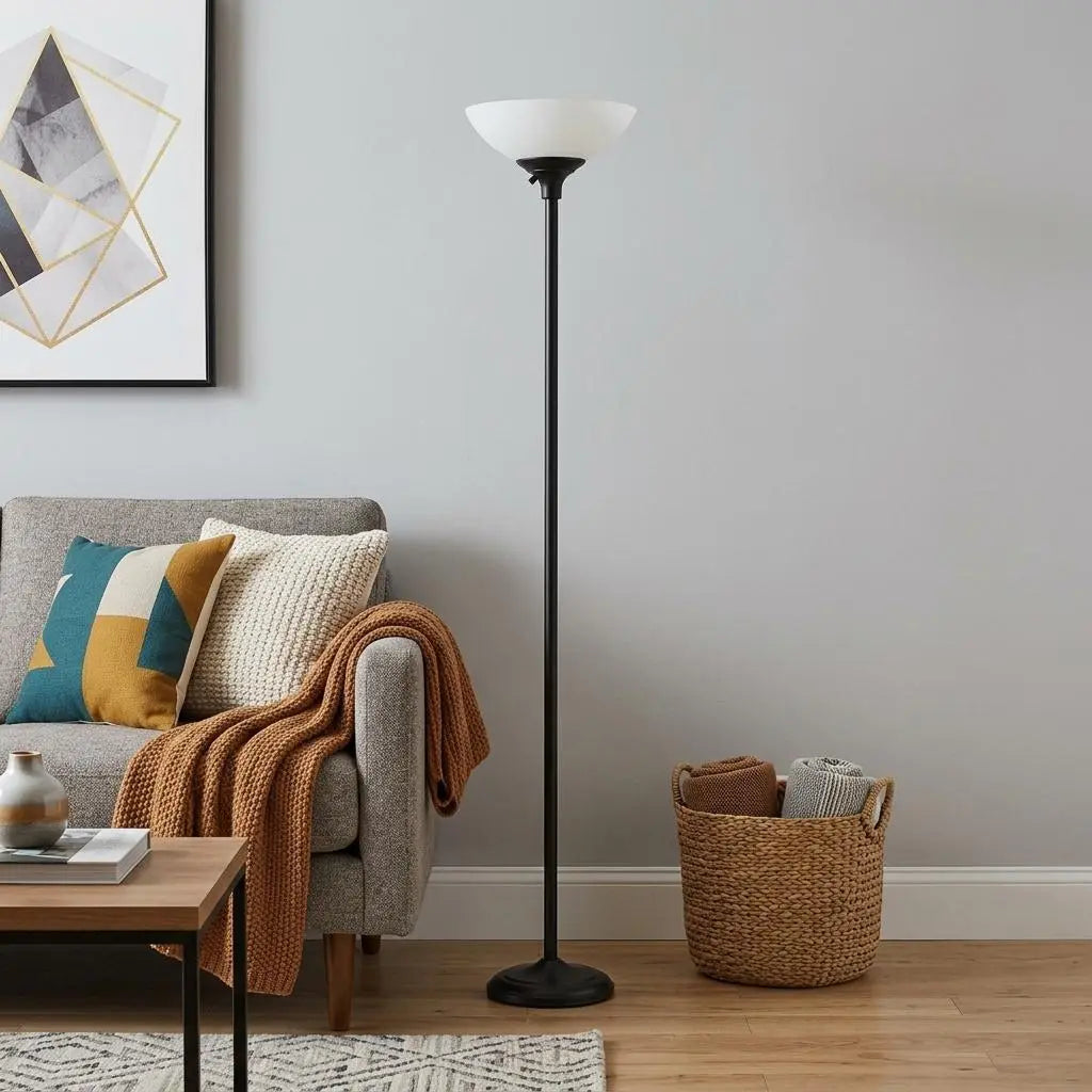 71" Black And White With White Plastic Shade Homeroots Lighting