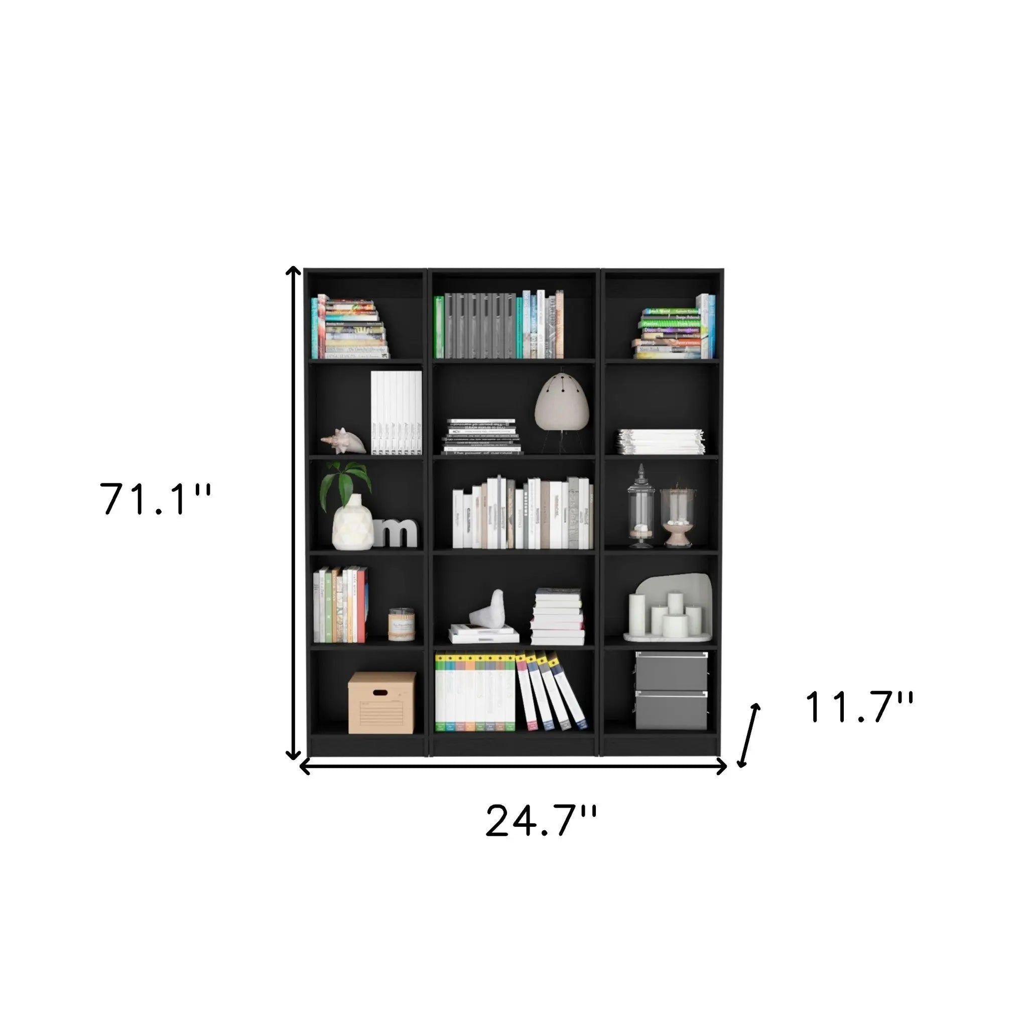 71" Black Five Tier Bookcase Homeroots Office