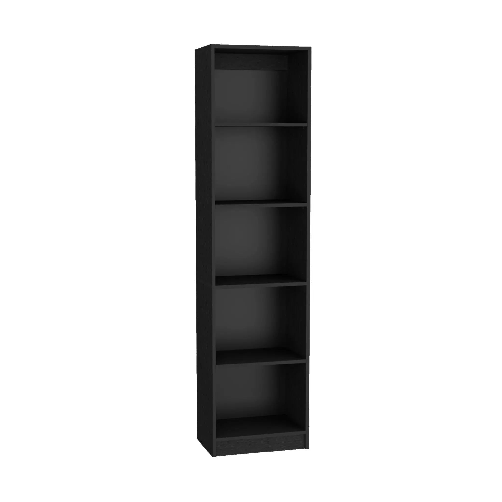 71" Black Five Tier Bookcase with Four Doors Homeroots Office