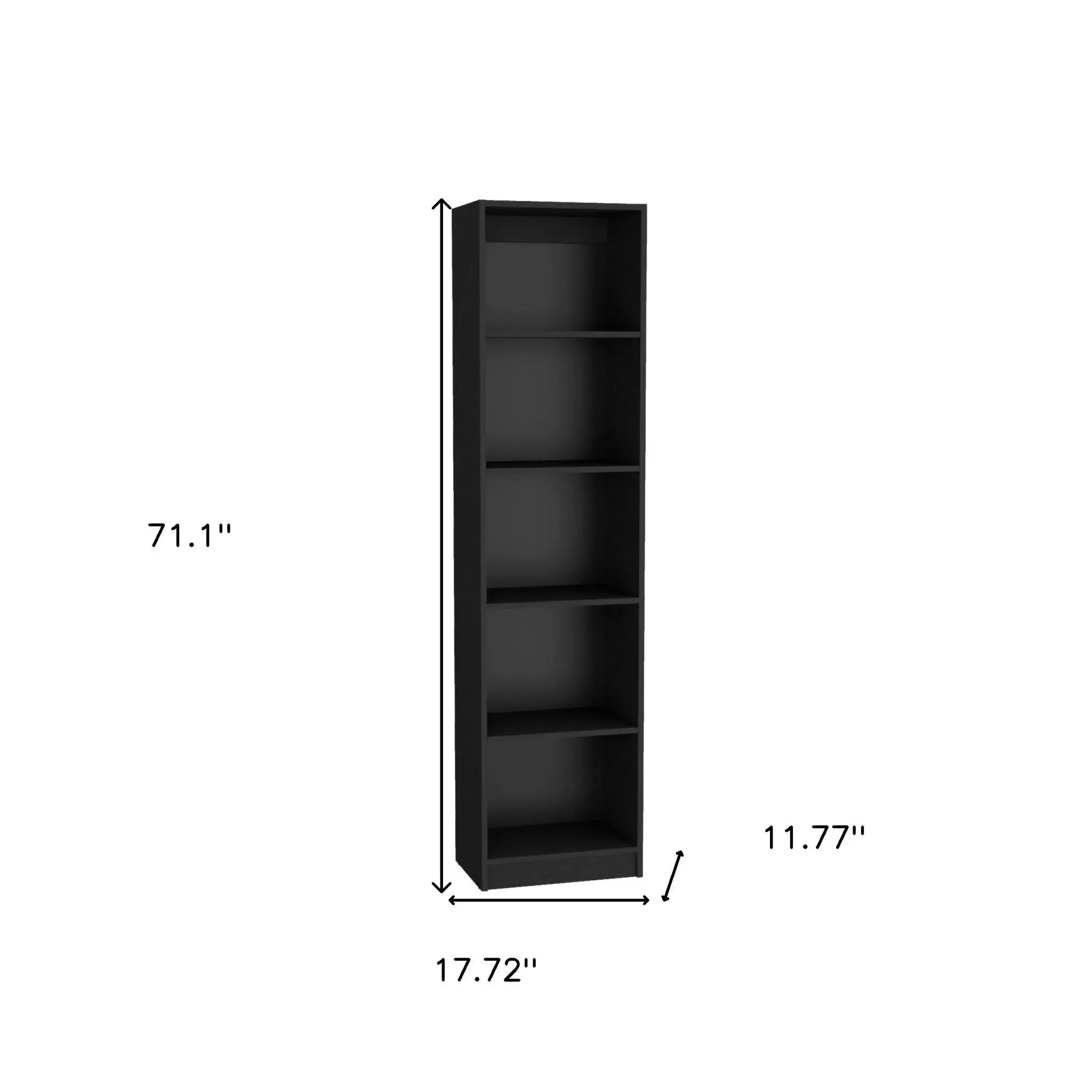 71" Black Five Tier Bookcase with Four Doors Homeroots Office