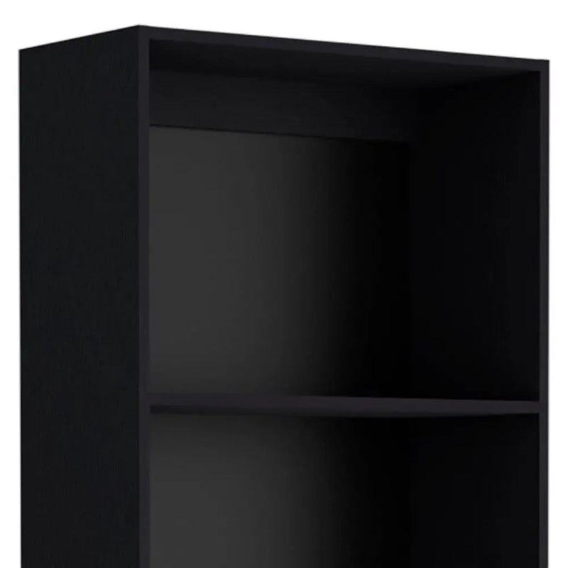 71" Black Five Tier Bookcase with Two doors Homeroots Office