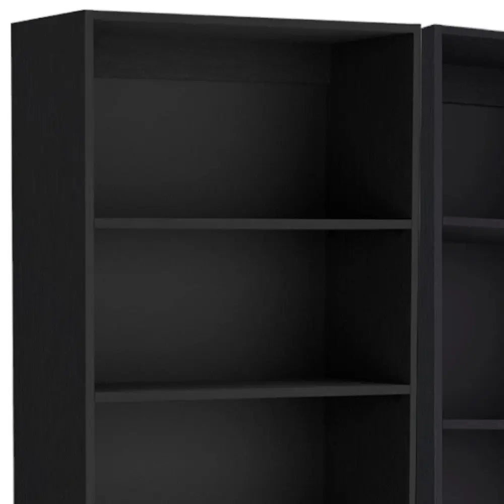 71" Black Five Tier Bookcase with Two doors Homeroots Office