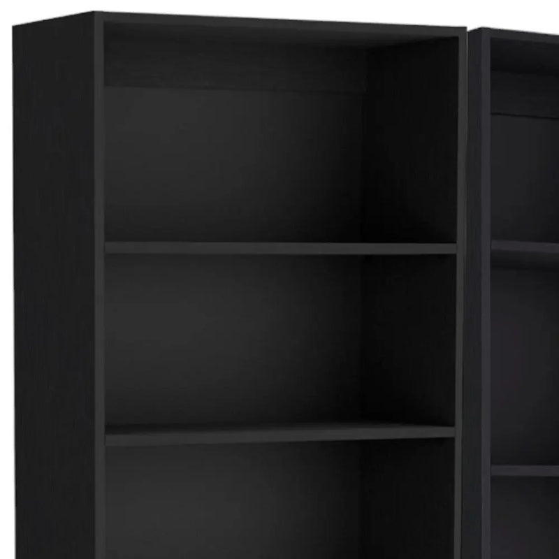 71" Black Five Tier Bookcase with Two doors Homeroots Office