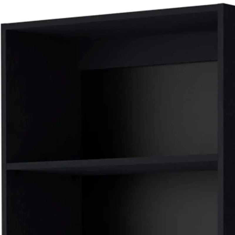 71" Black Five Tier Bookcase with Two doors Homeroots Office