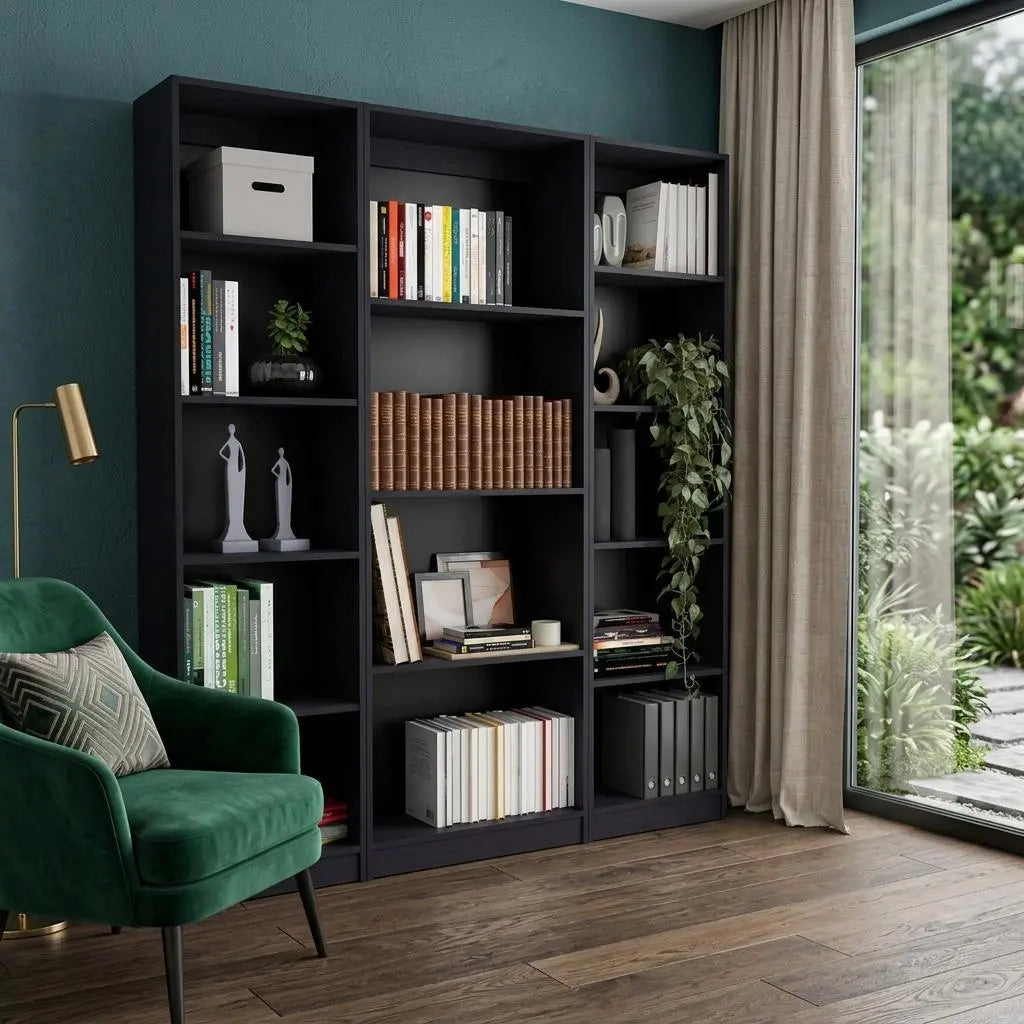 71" Black Four Tier Bookcase Homeroots Office