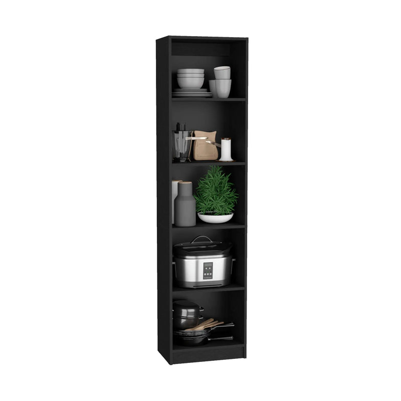 71" Black Four Tier Bookcase with Two Doors Homeroots Office