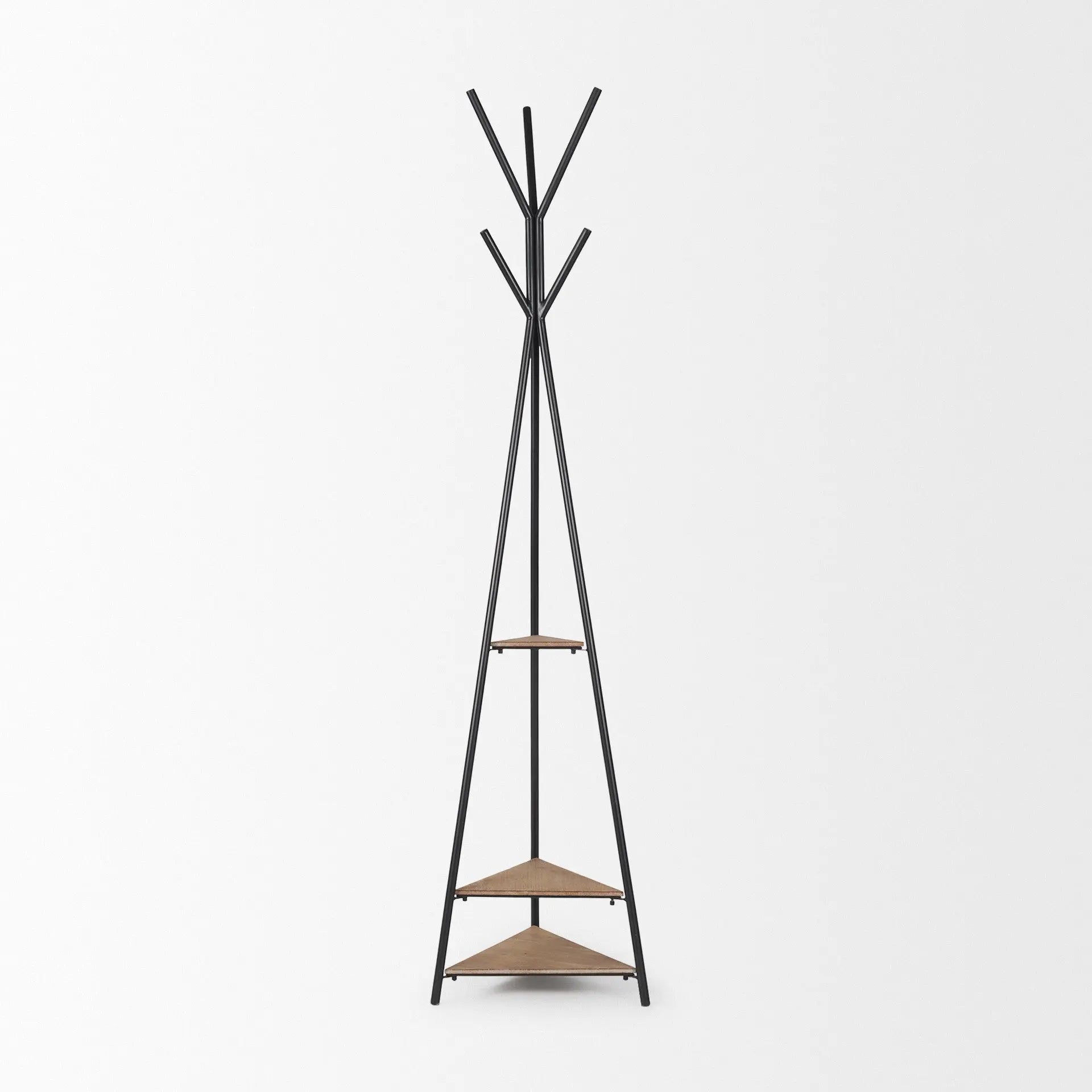 71" Black Metal Six Hook Freestanding Coat Rack Homeroots Organization