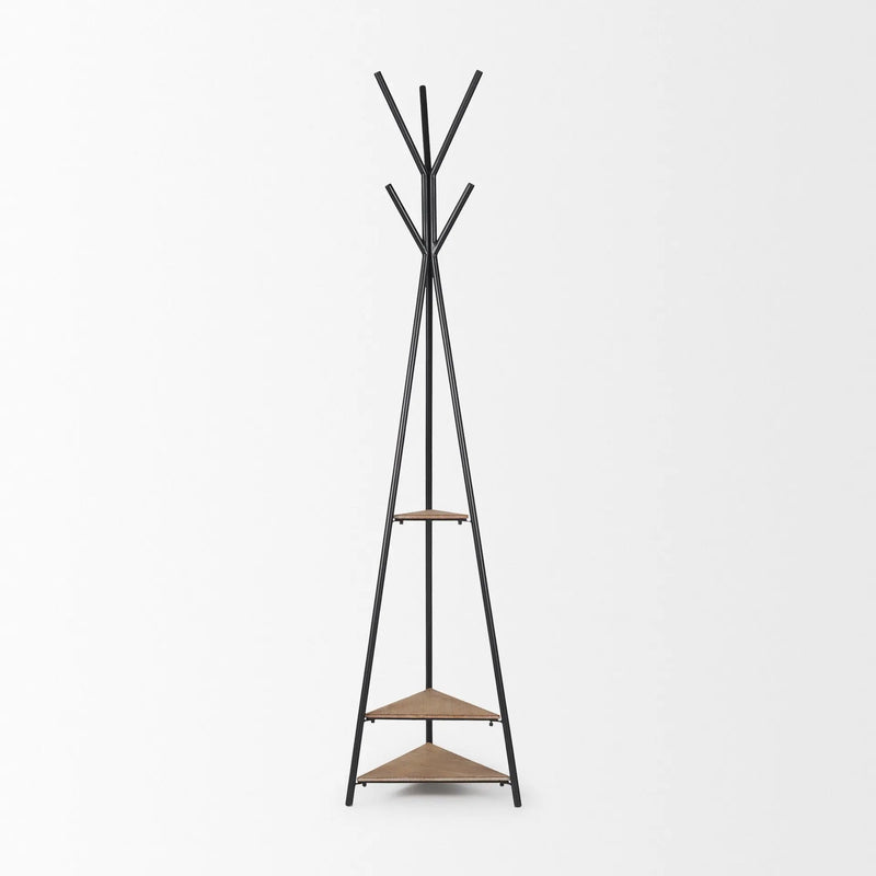 71" Black Metal Six Hook Freestanding Coat Rack Homeroots Organization