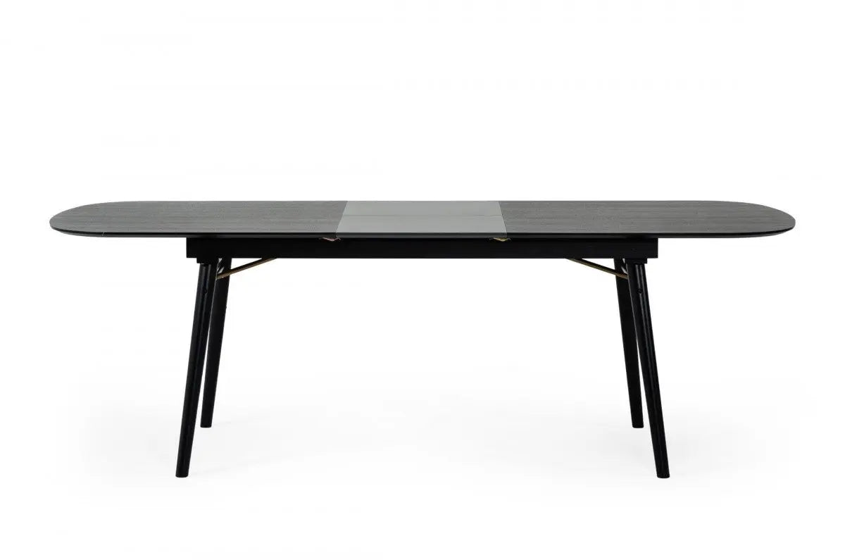 71" Black Rectangular Manufactured Wood Butterfly Leaf Dining Table Homeroots Kitchen & Dining