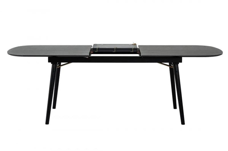 71" Black Rectangular Manufactured Wood Butterfly Leaf Dining Table Homeroots Kitchen & Dining