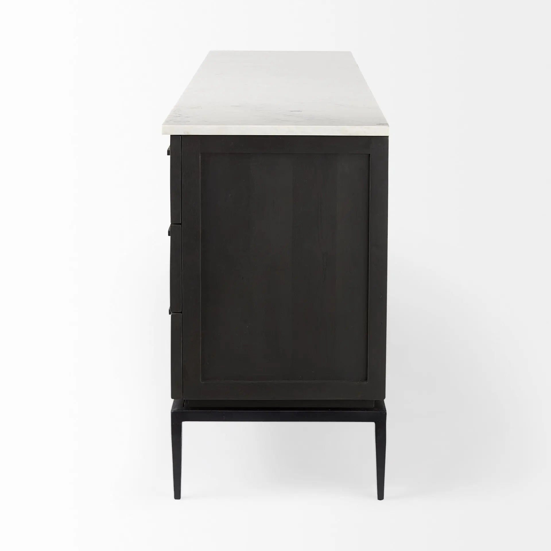 71" Black Solid Wood Three Drawer Sideboard With Two Doors Homeroots Kitchen & Dining