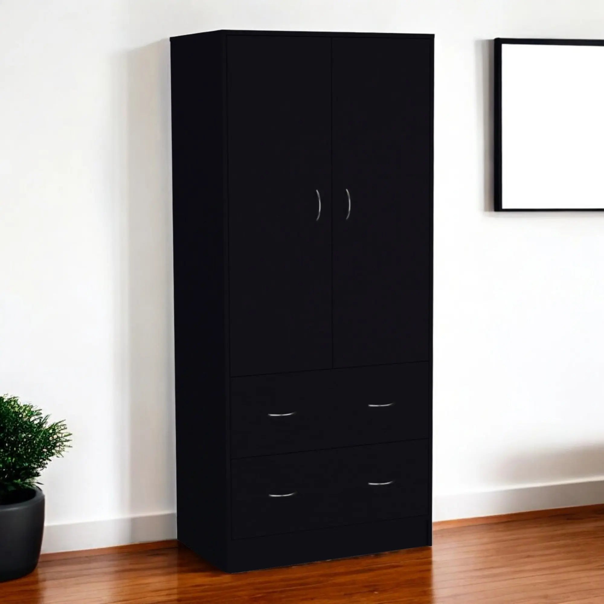 71" Black Two Door Two Drawer Combo Dresser Homeroots Bed & Bath