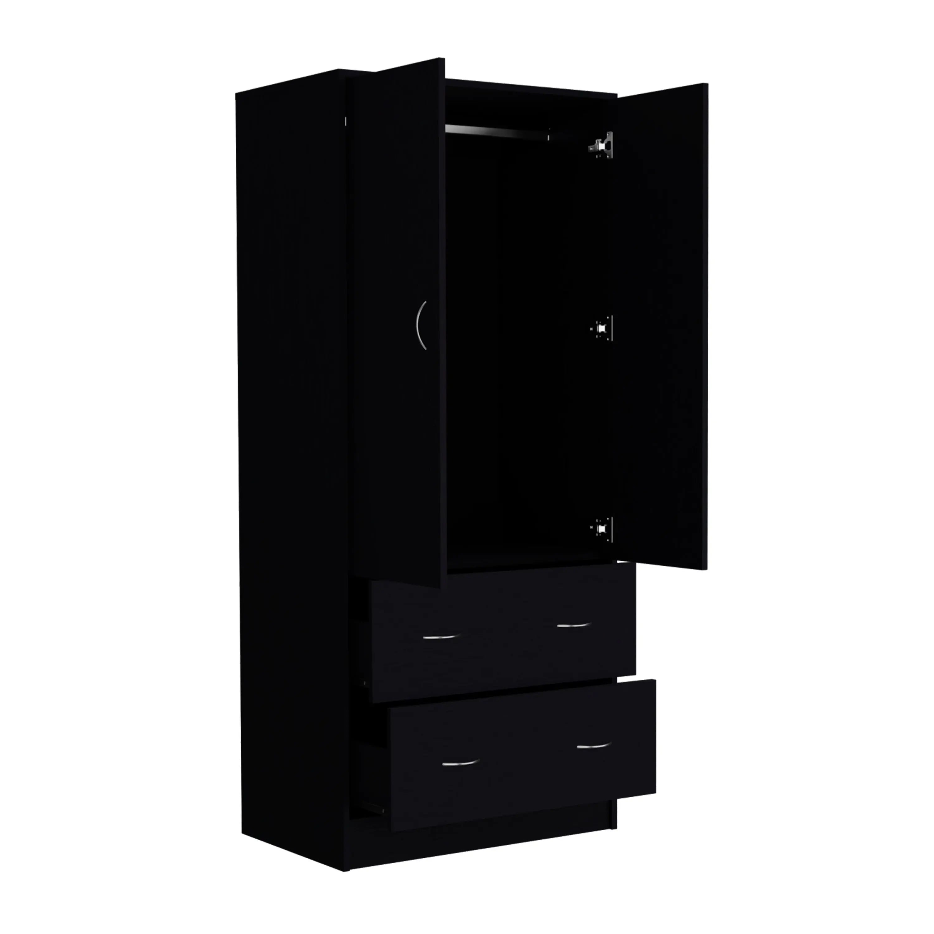 71" Black Two Door Two Drawer Combo Dresser Homeroots Bed & Bath