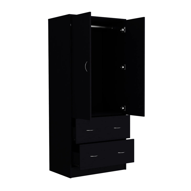 71" Black Two Door Two Drawer Combo Dresser Homeroots Bed & Bath