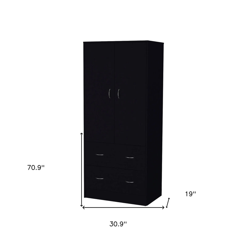 71" Black Two Door Two Drawer Combo Dresser Homeroots Bed & Bath