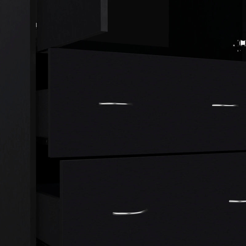 71" Black Two Door Two Drawer Combo Dresser Homeroots Bed & Bath