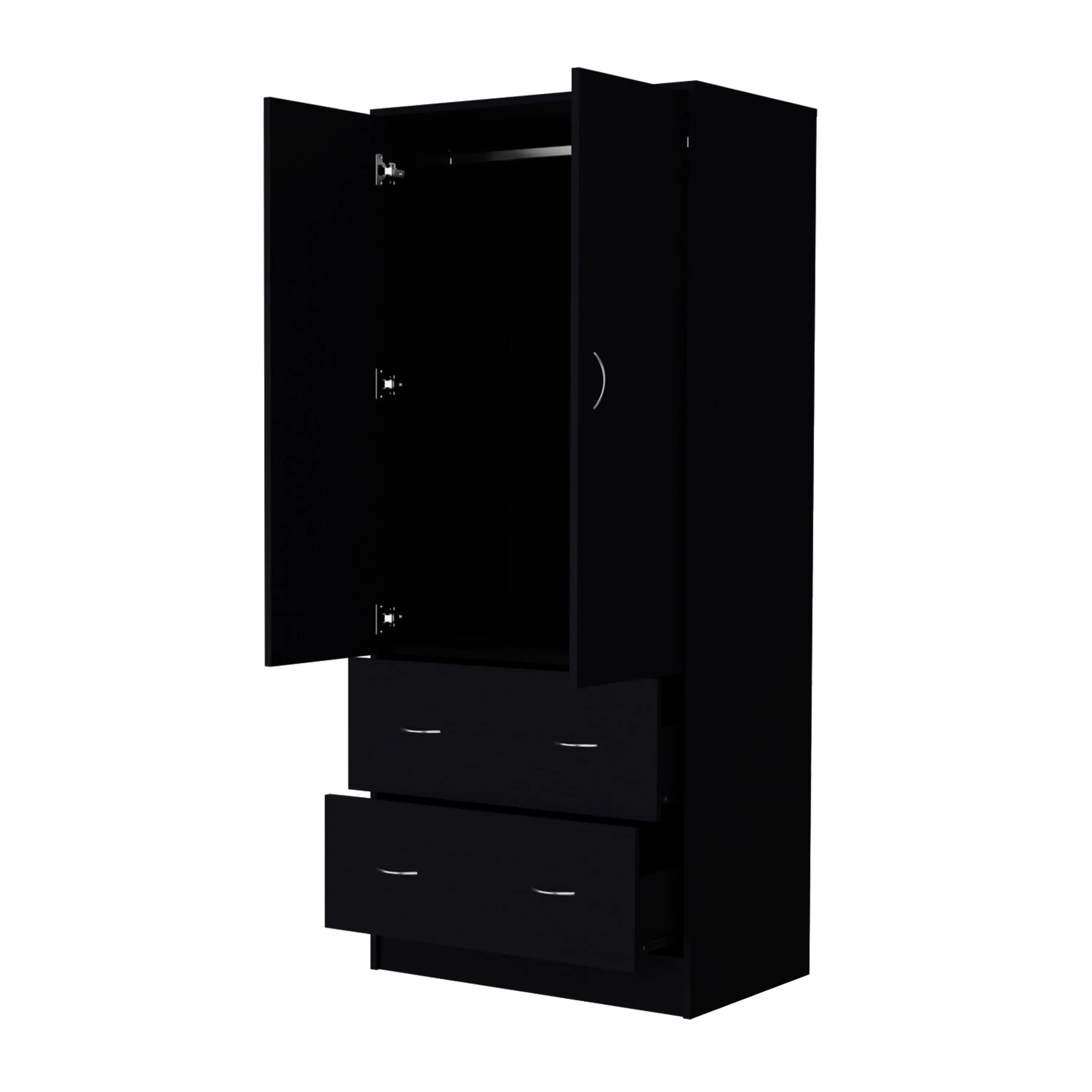71" Black Two Door Two Drawer Combo Dresser Homeroots Bed & Bath