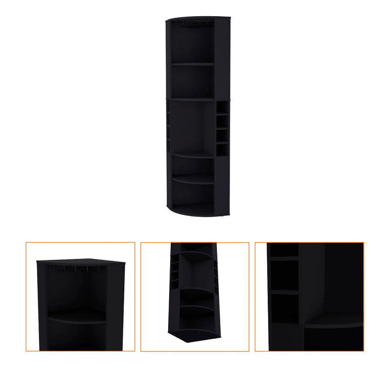 71" Black Wood Corner Bar Cabinet Homeroots Kitchen & Dining