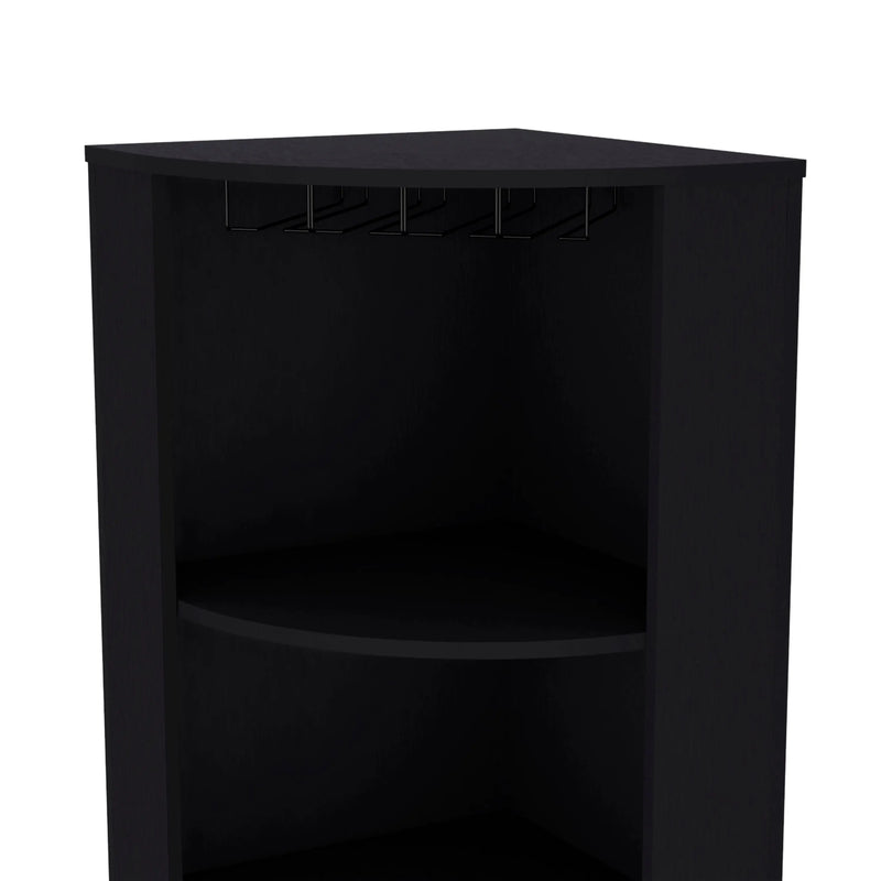 71" Black Wood Corner Bar Cabinet Homeroots Kitchen & Dining
