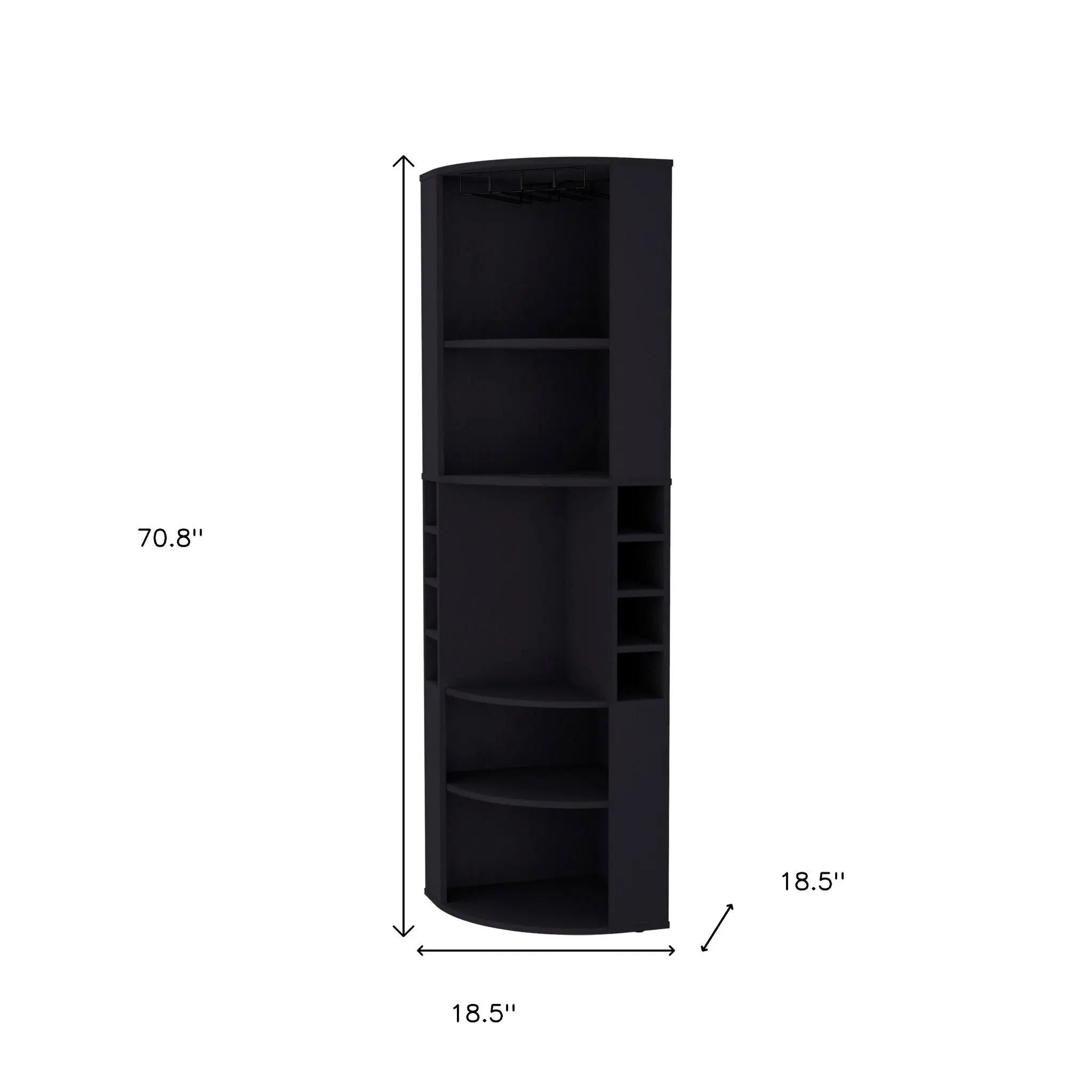 71" Black Wood Corner Bar Cabinet Homeroots Kitchen & Dining