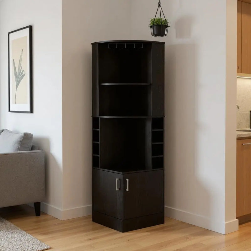 71" Black Wood Corner Bar Cabinet With Two Doors Homeroots Kitchen & Dining