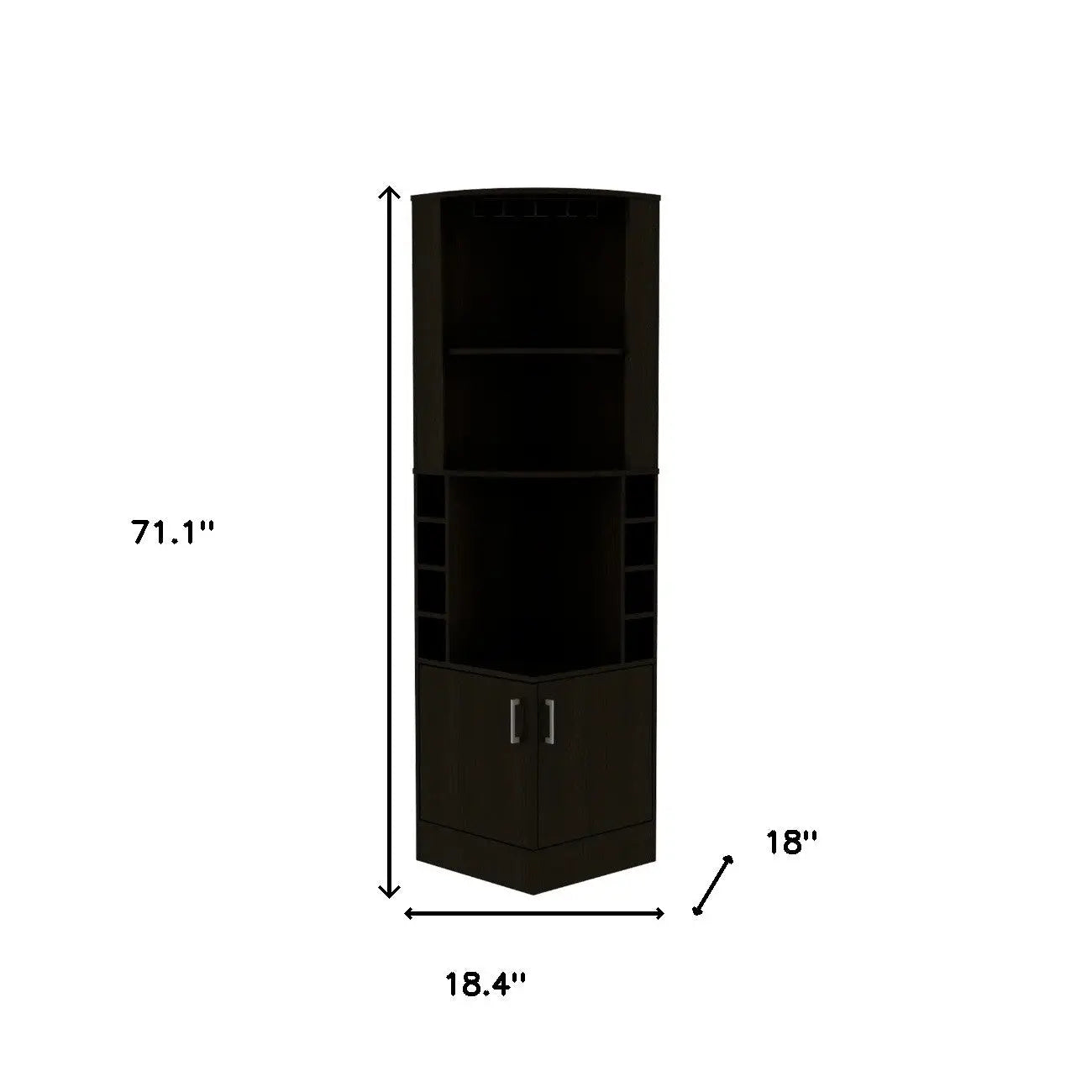 71" Black Wood Corner Bar Cabinet With Two Doors Homeroots Kitchen & Dining