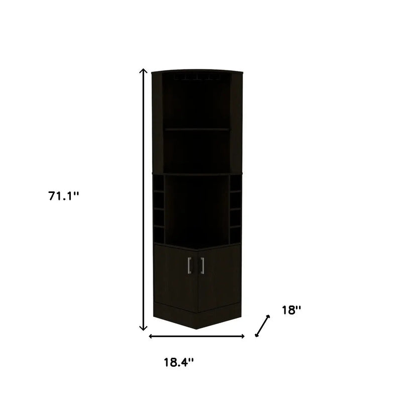 71" Black Wood Corner Bar Cabinet With Two Doors Homeroots Kitchen & Dining