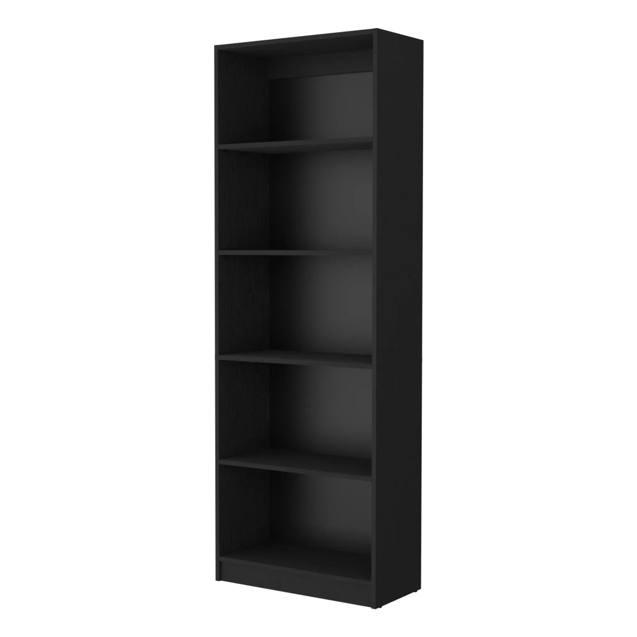 71" Black Wood Five Tier Bookcase Homeroots Office