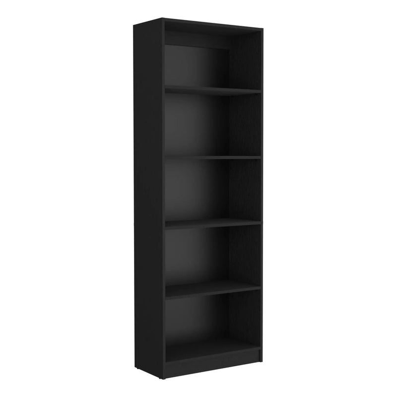 71" Black Wood Five Tier Bookcase Homeroots Office