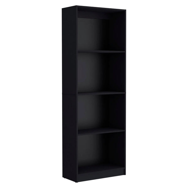 71" Black Wood Four Tier Bookcase - GreatEagleInc
