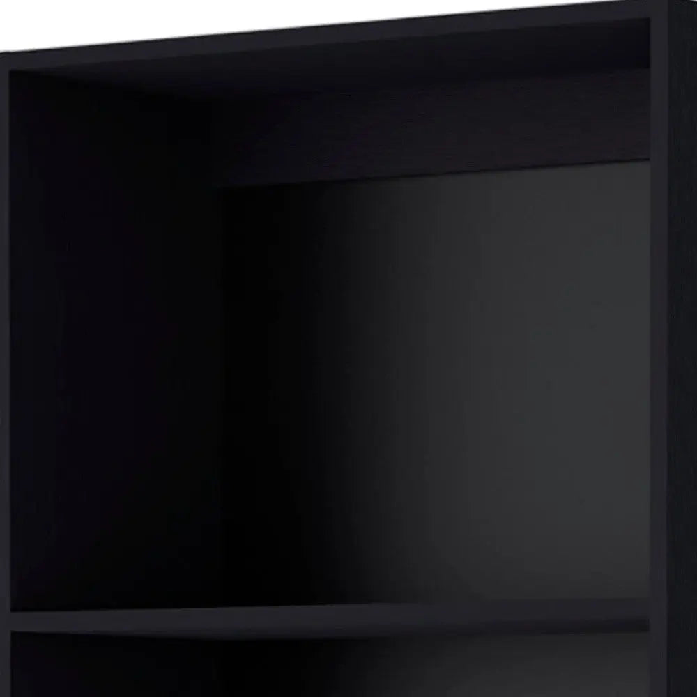 71" Black Wood Four Tier Bookcase - GreatEagleInc