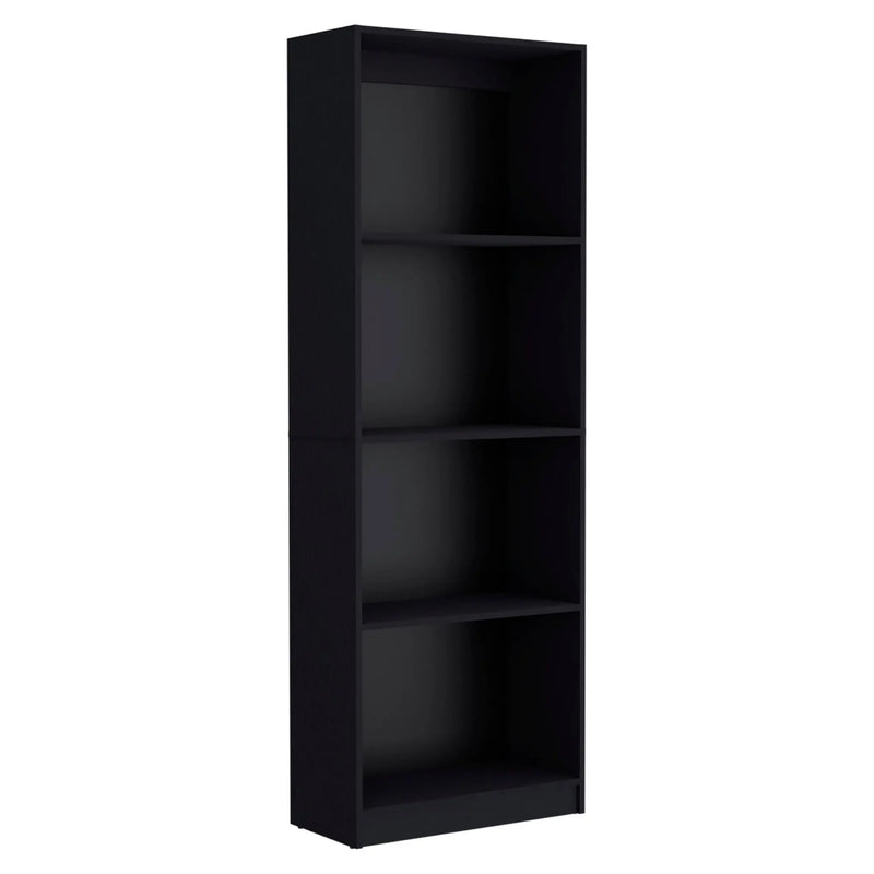 71" Black Wood Four Tier Bookcase Homeroots Office