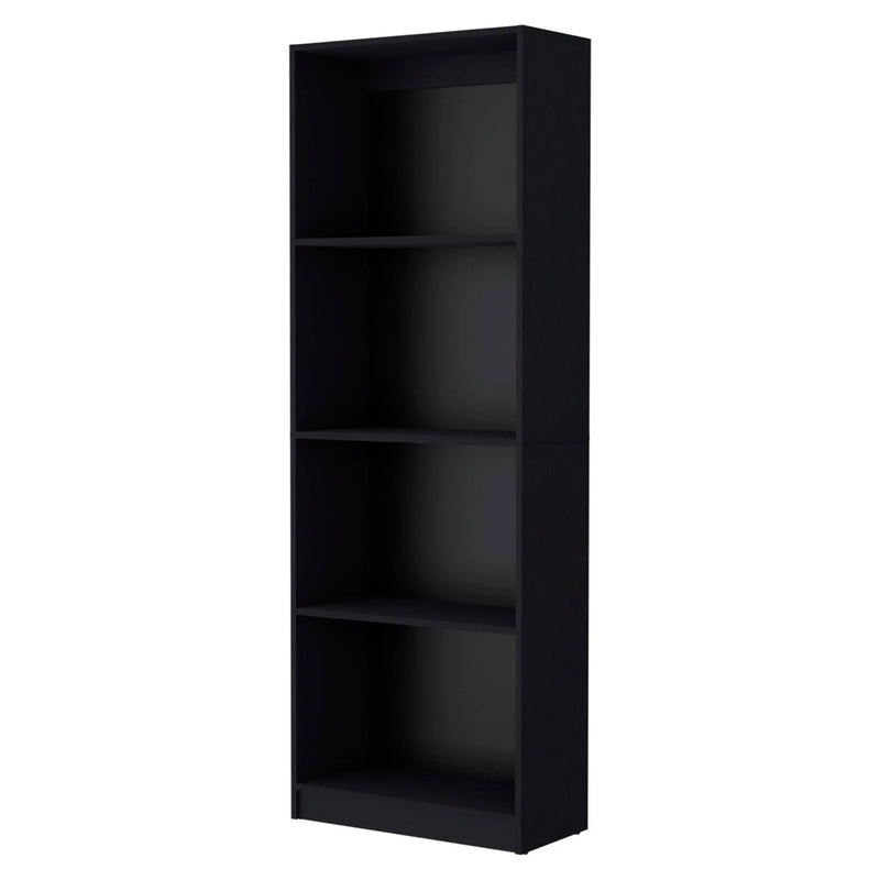71" Black Wood Four Tier Bookcase Homeroots Office