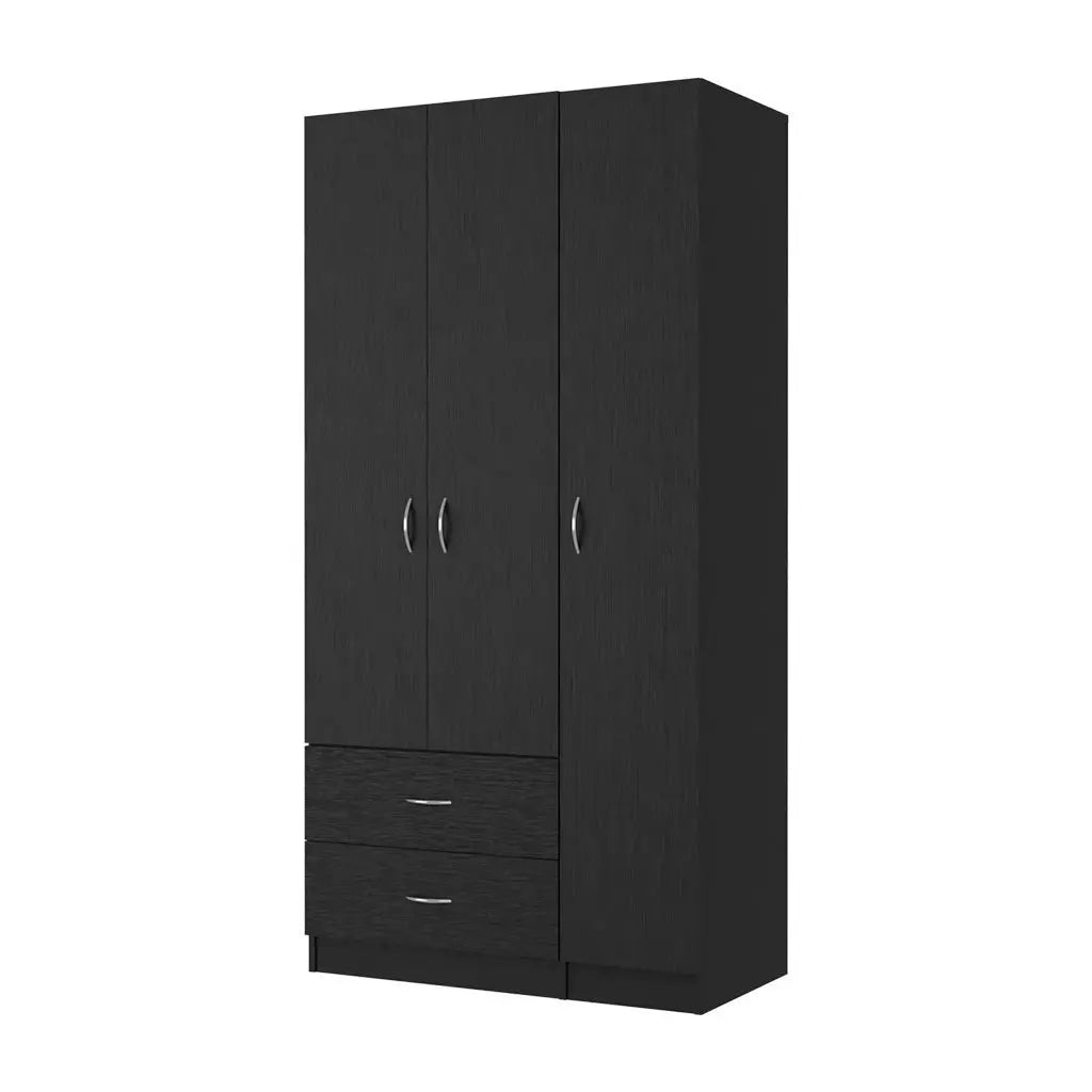 71" Black Wood Three Door Two Drawer Combo Dresser Homeroots Bed & Bath