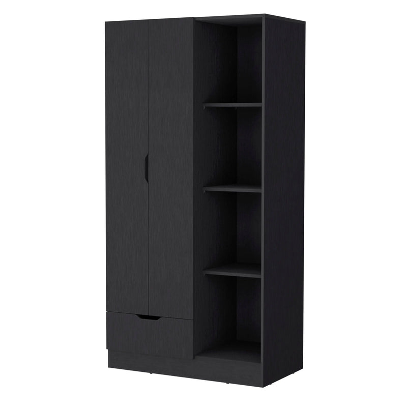 71" Black Wood Two Door Single Drawer Combo Dresser Homeroots Bed & Bath