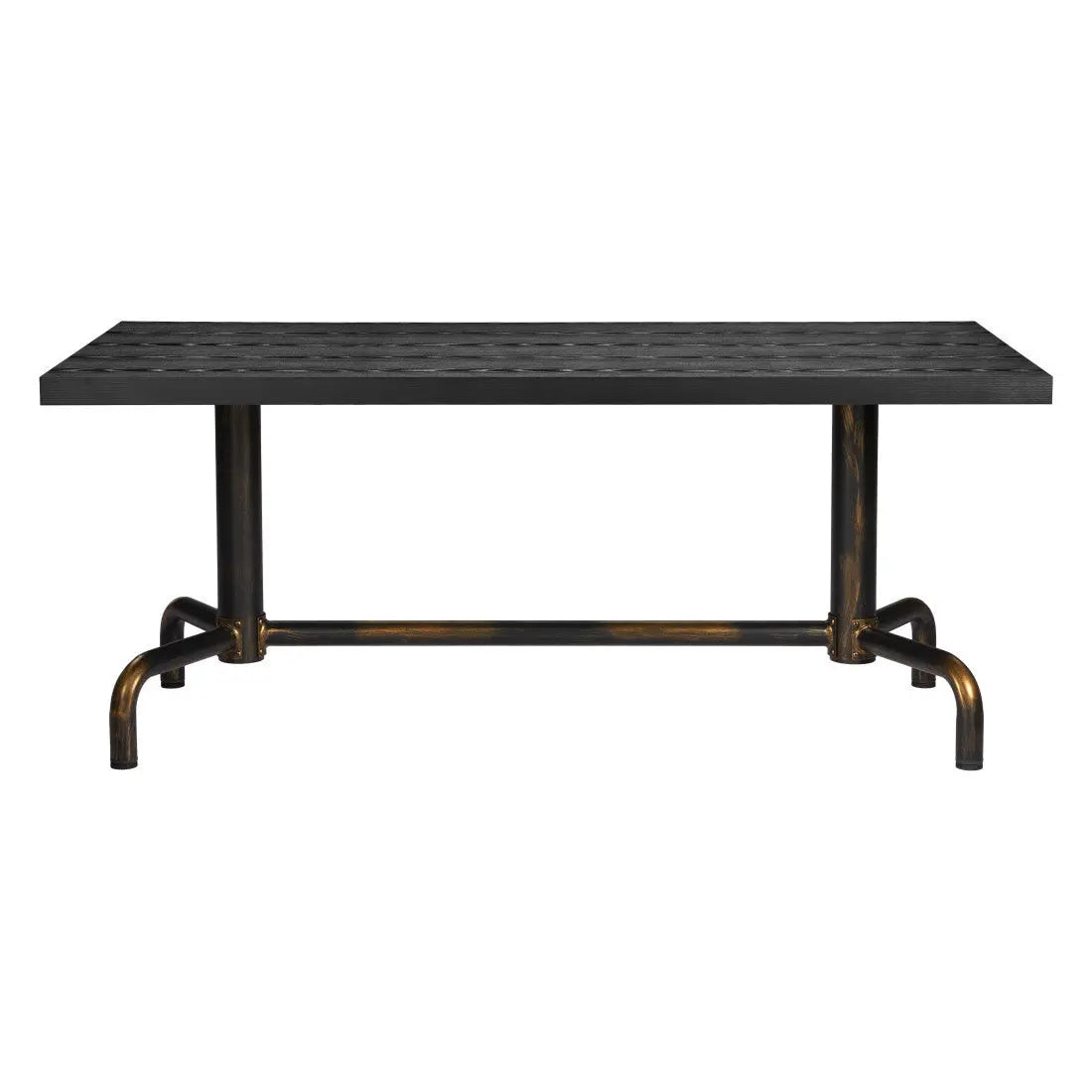 71" Black and Gold Wood and Steel Trestle Base Dining Table Homeroots Kitchen & Dining